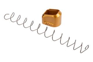 Gold finished 9mm magazine extension for S&W M&P full size pistols